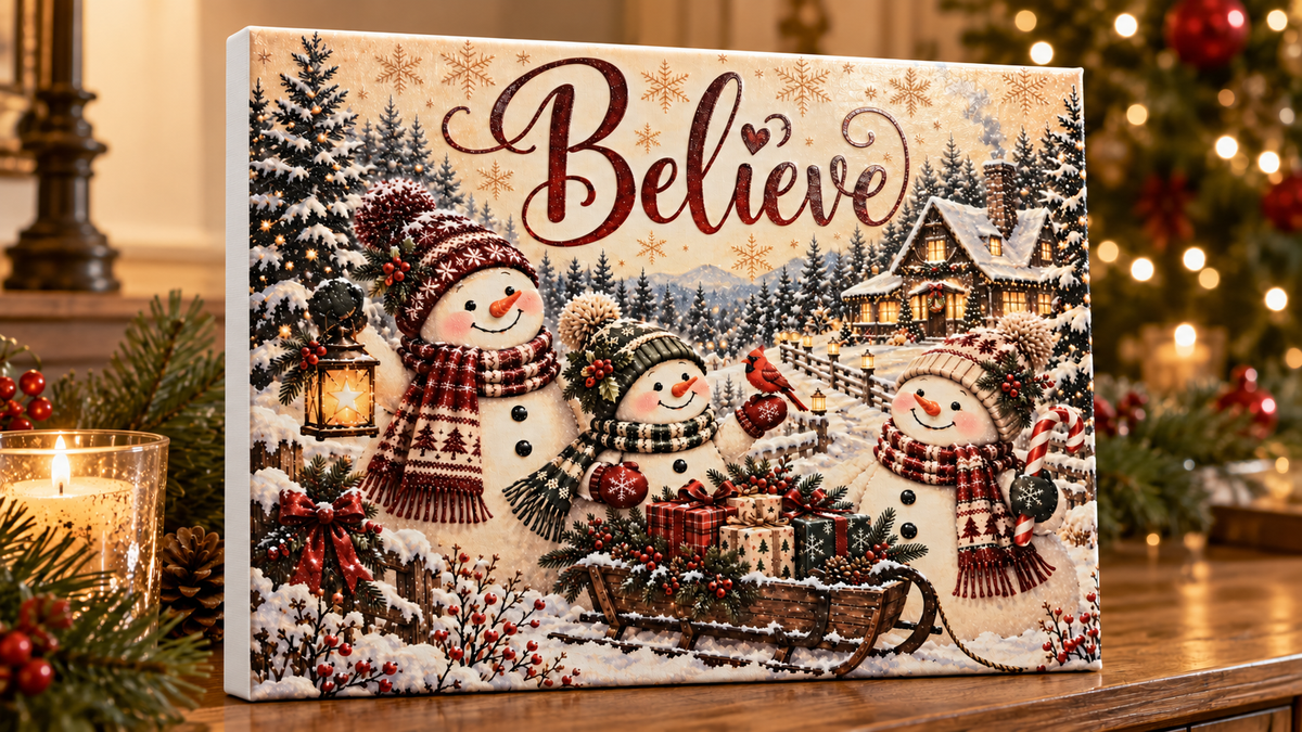 Believe — 3D Textured Christmas Canvas