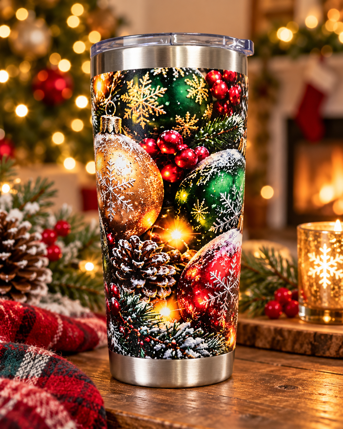 Christmas Elegance – 30oz UV-Printed Stainless Steel Tumbler