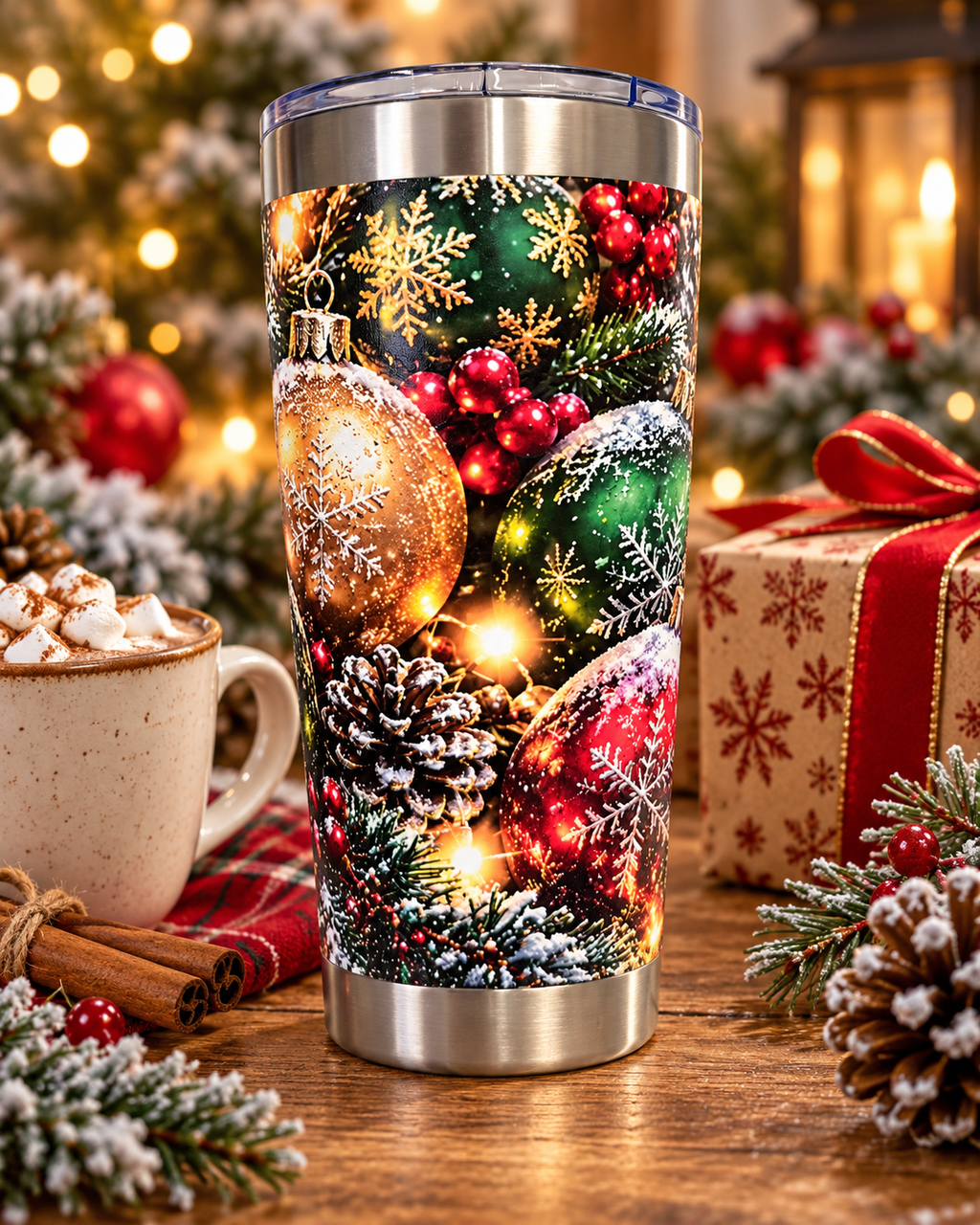 Christmas Elegance – 30oz UV-Printed Stainless Steel Tumbler