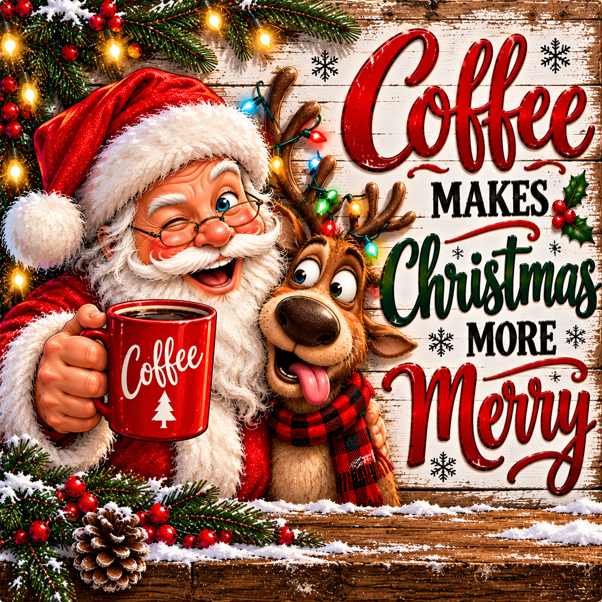Christmas Coffee Ceramic Coasters – Mix & Match Your Favorites | UV Printed Set of 2