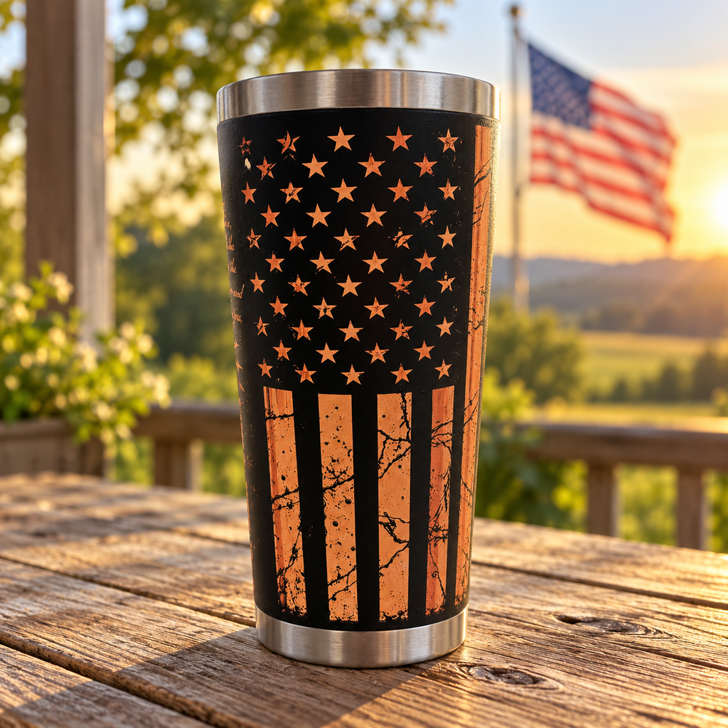 We the People Eagle & Flag 30 oz Tumbler with Lid & Straw