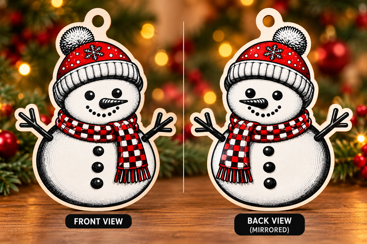 Snowman Christmas Ornament – Double-Sided UV Printed Wood | 4" Holiday Decoration