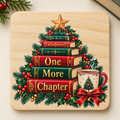 One More Chapter Christmas UV Printed Wooden Coaster – (Set of 2)