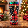 Plaid & Leopard Christmas Trees 30 oz Tumbler with Lid & Straw