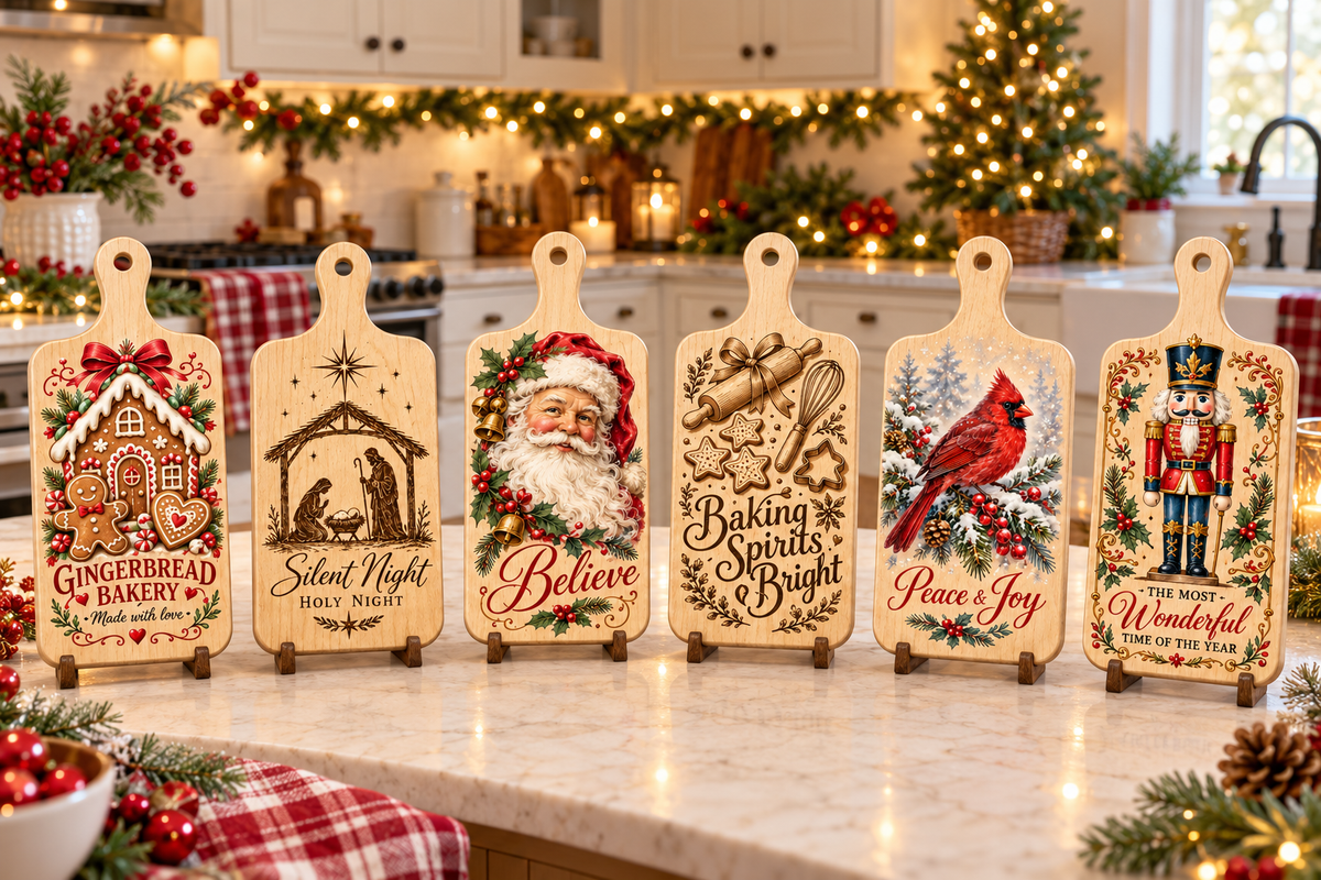 Christmas Decorative Mini Cutting Boards – Choose Your Design | UV Printed or Laser Engraved