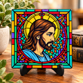 Sacred Light — Jesus Stained Glass Ceramic Coasters - (Set of 2)