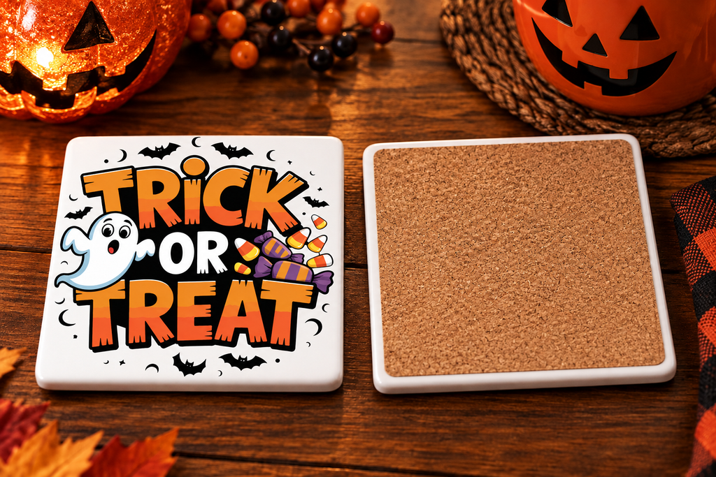 Trick or Treat Halloween – Set of 2 Ceramic Coasters