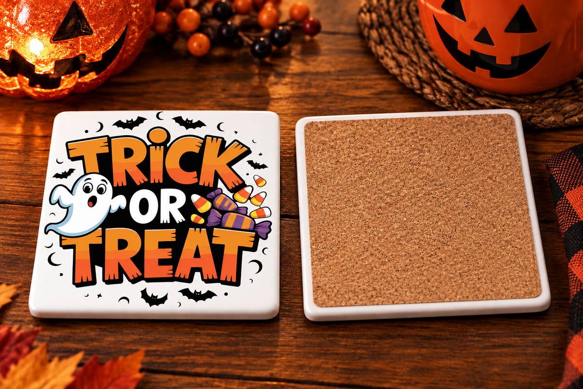 Trick or Treat Halloween – Set of 2 Ceramic Coasters