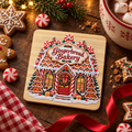 Gingerbread Bakery Raised-Texture Wooden Coaster – (Set of 2)