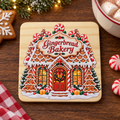 Gingerbread Bakery Christmas Wooden Coaster – (Set of 2)